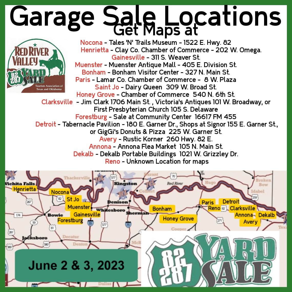 HWY 82 / 287 Yard Sale Gainesville Chamber of Commerce